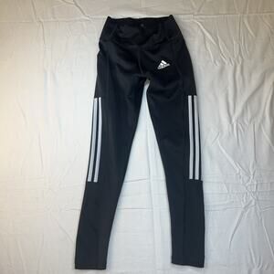 Adidas Primegreen Extra Small Aeroready Charcoal 3 Stripe 7/8 Leggings Pockets
